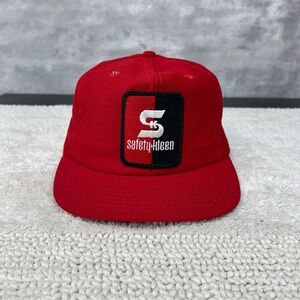 90s Vintage Safety Klean Snapback Trucker Patch Hat OSFA Red Workwear Cap